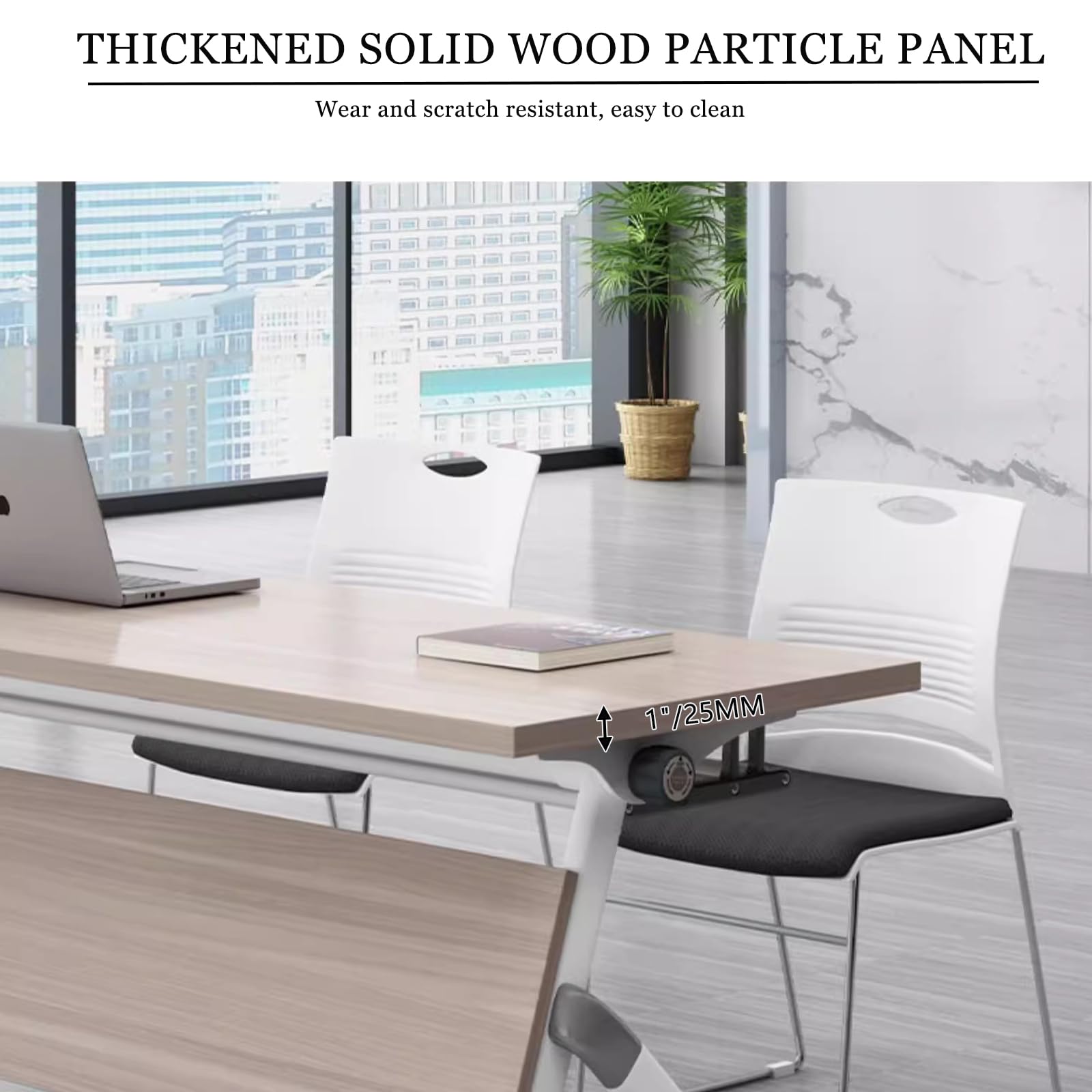 Lot de 2 tables de conférence pliantes avec roulettes, design modulaire pour bureau et salle de réunion, portable et peu encombrante, fourrure