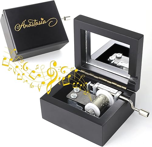 Vista 47 de ROSIKING Wooden Music Box Hand Crank Classic Musical Boxes Christmas Birthday Valentine's Day Gifts Plays Howl's Moving Castle-Merry Go Round of