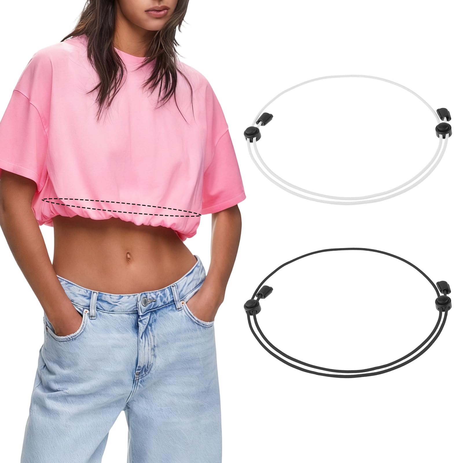 Adjustable Crop Band for Women Waist Shirts Sweater Elastic Tuck Band Adjustable Lightweight Cropping Belt Suitable for Yoga