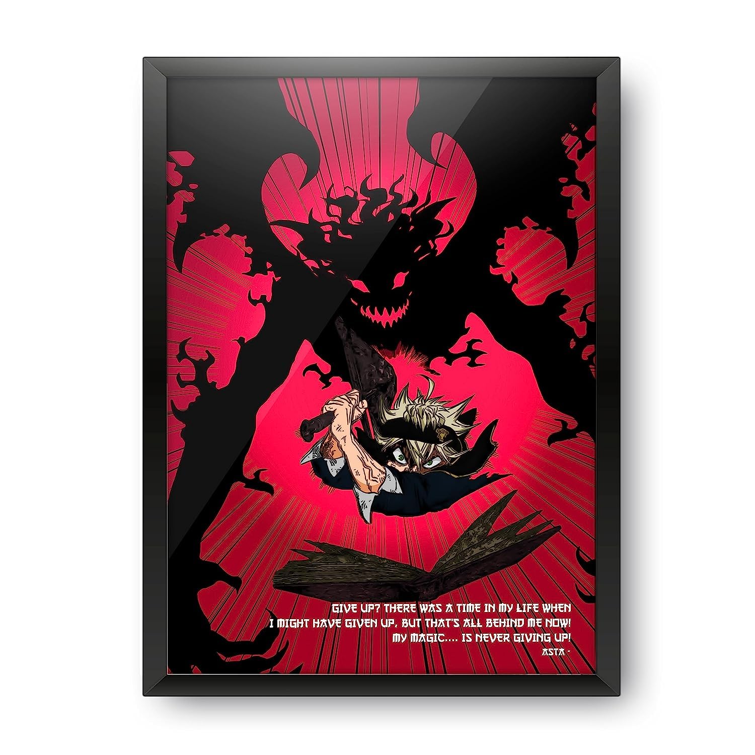 Epic Stuff - Black clover - Asta - The Strongest Black Bull Design A4 Size Poster (With Frame) - Best Gift For Black clover Fans/Best Artifacts To Your Home & Decor/For Anime Fandom