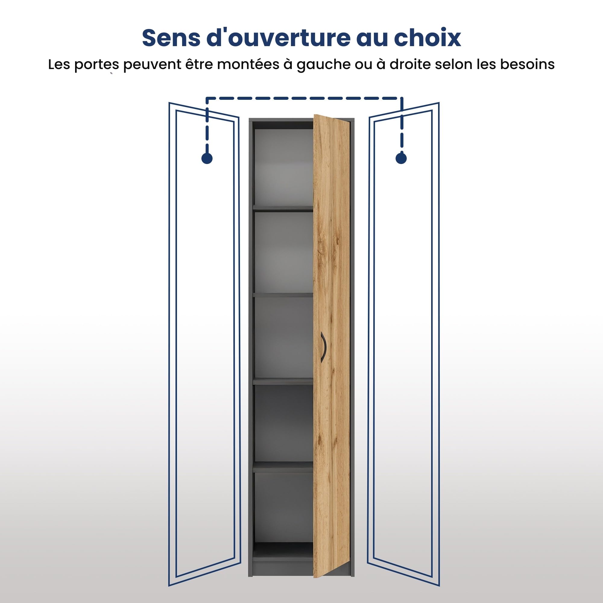 Home Collective Bibliothèque Armoire, Étagère, Meuble de Rangement Polyvalent avec 4 étagères, Armoire de Bureau| 40 x 35 x 180 cm (L x P x H) | pour Chambre, Couloir, Bureau | Anthracite chêne