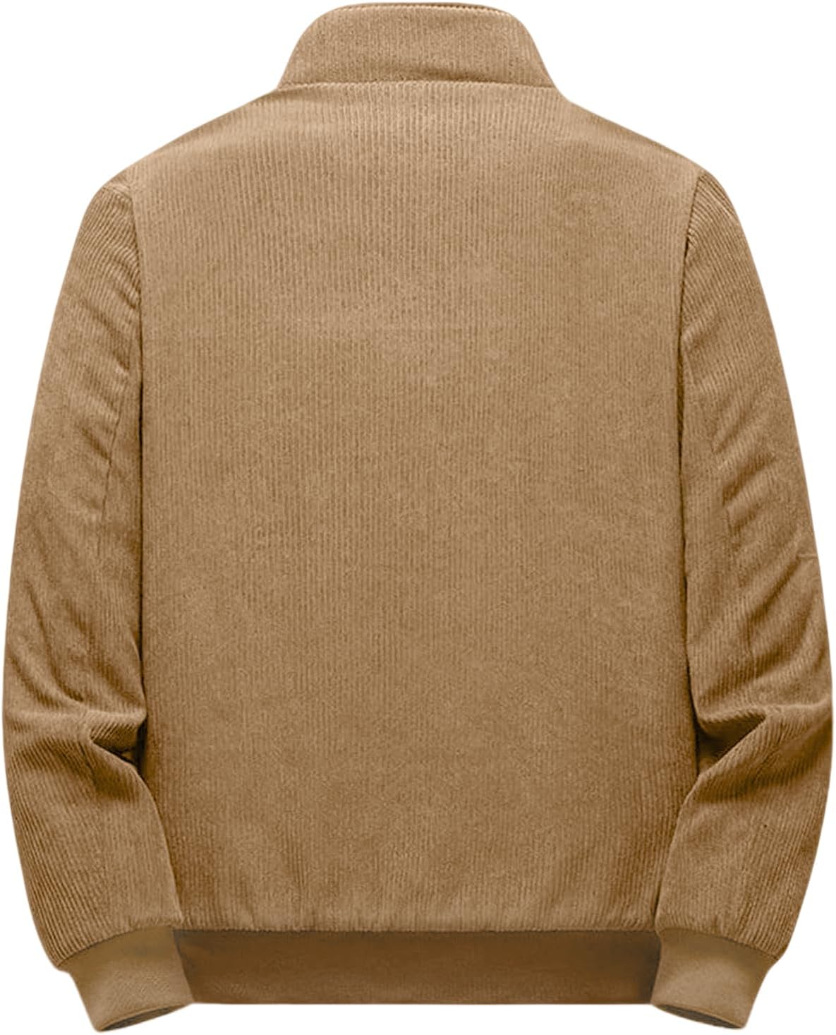 Men's Corduroy Jackets Sherpa Lined Fleece Trucker Work Jacket Cotton Stand Collar Coats Winter Warm Outwear, S-2XL