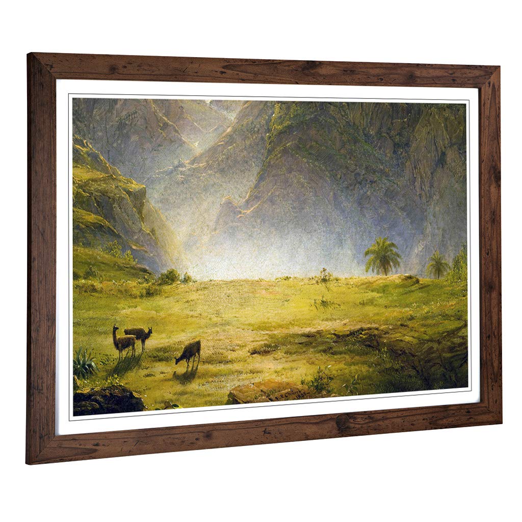 Big Box Art Framed Print of Frederic Edwin Church Landscape (2) Design | Wall Art Picture | Home Decor for Kitchen, Living Room, Bedroom, Hallway, Walnut, A2 / 24.5x18 Inch / 62x45cm
