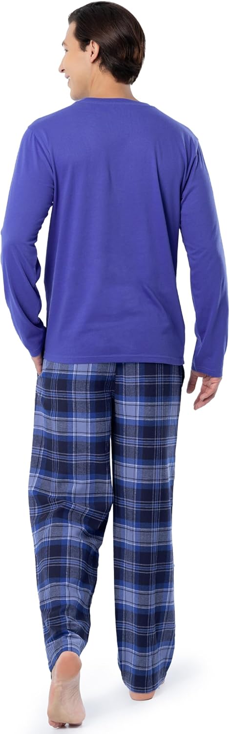 IZOD mens Long Sleeve Jersey Top and Flannel Pants Pajama Sleep Set - Image 2