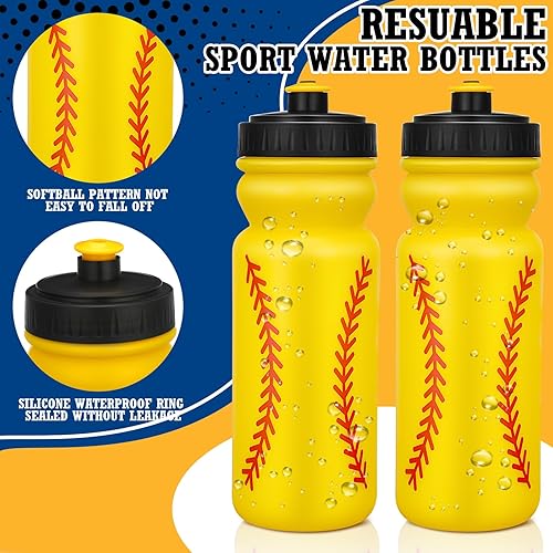 Miniatura 3 de Nitial Paquete de 12 botellas de agua de sóftbol a granel de 20 onzas con tapa superior de tiro, regalos de sóftbol reutilizables, vasos para