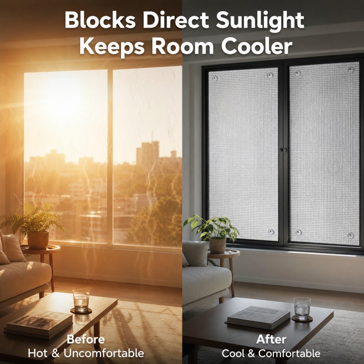 Protector Solar Ventana Casa, Película Aislante Térmica Reflectante con Ventosas, Panel Aislante para Ventanas, Control de Temperatura, Cristal y Terraza(Borde Negro,160W x 180H cm)