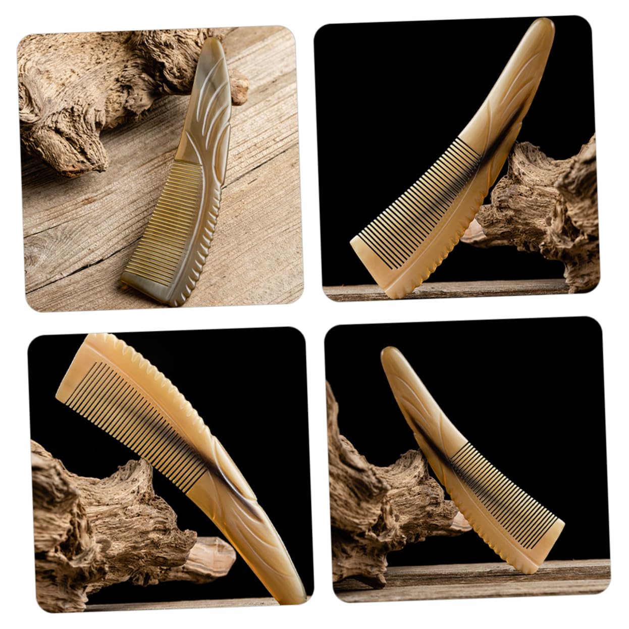 Healeved 3pièces Peigne De Massage Corne De Bœuf Peigne Démêlant Pour Hommes Et Femmes Anti-statique Naturel Et Pour Massage Relaxant Du Chevelu