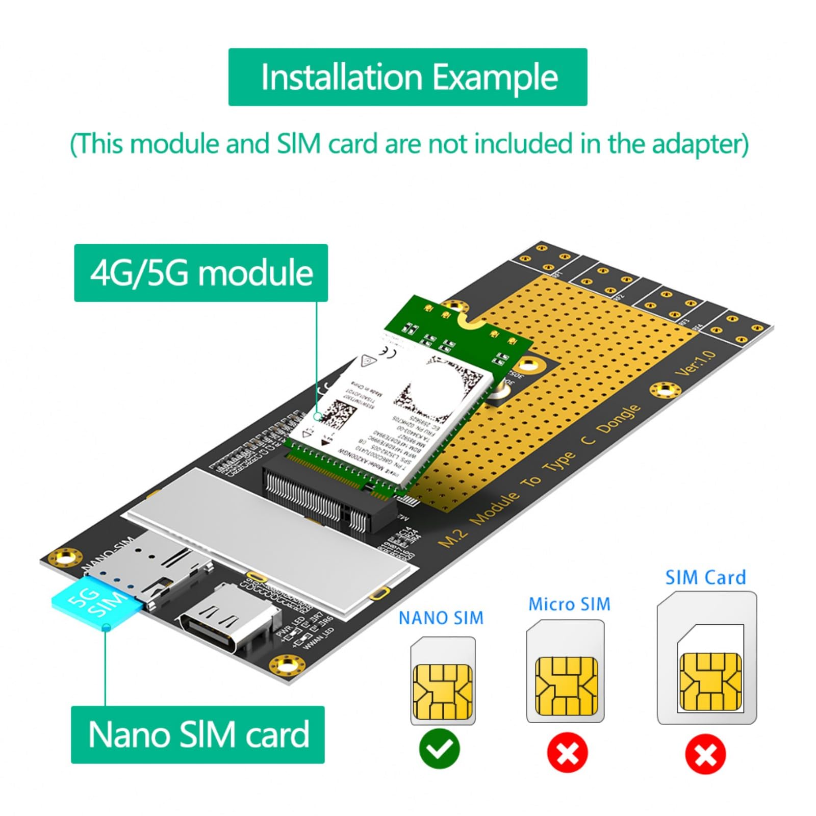 Modulo B a Tipo C Scheda Espansione Scheda di Accesso di Rete per RM500Q RM500U per Computer