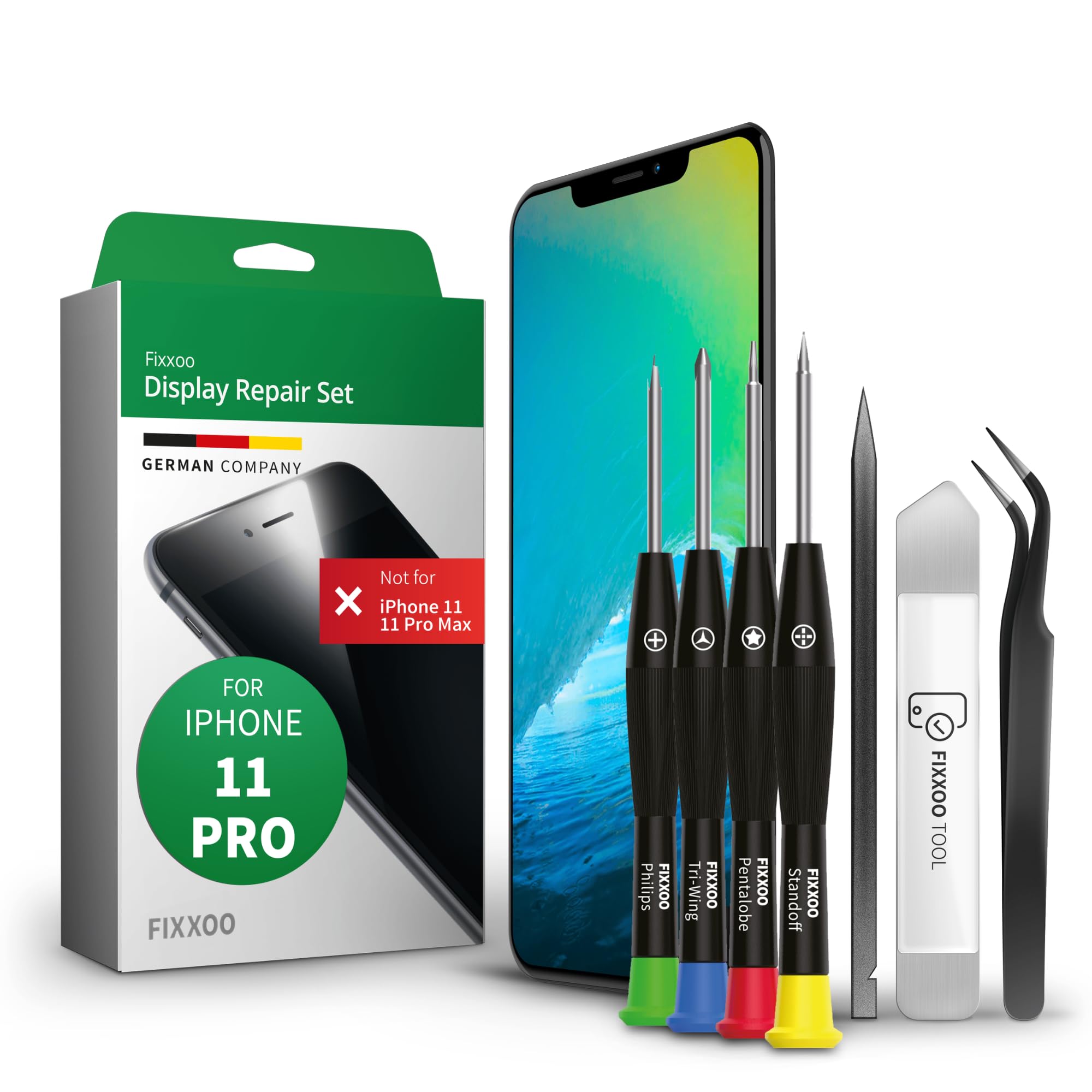 GIGA Fixxoo® Pantalla para iPhone 11 Pro [incluye kit de herramientas] – Cristal Retina LCD con pantalla táctil – Kit de reparación de pantalla para iPhone – Pantalla de repuesto para iPhone con kit