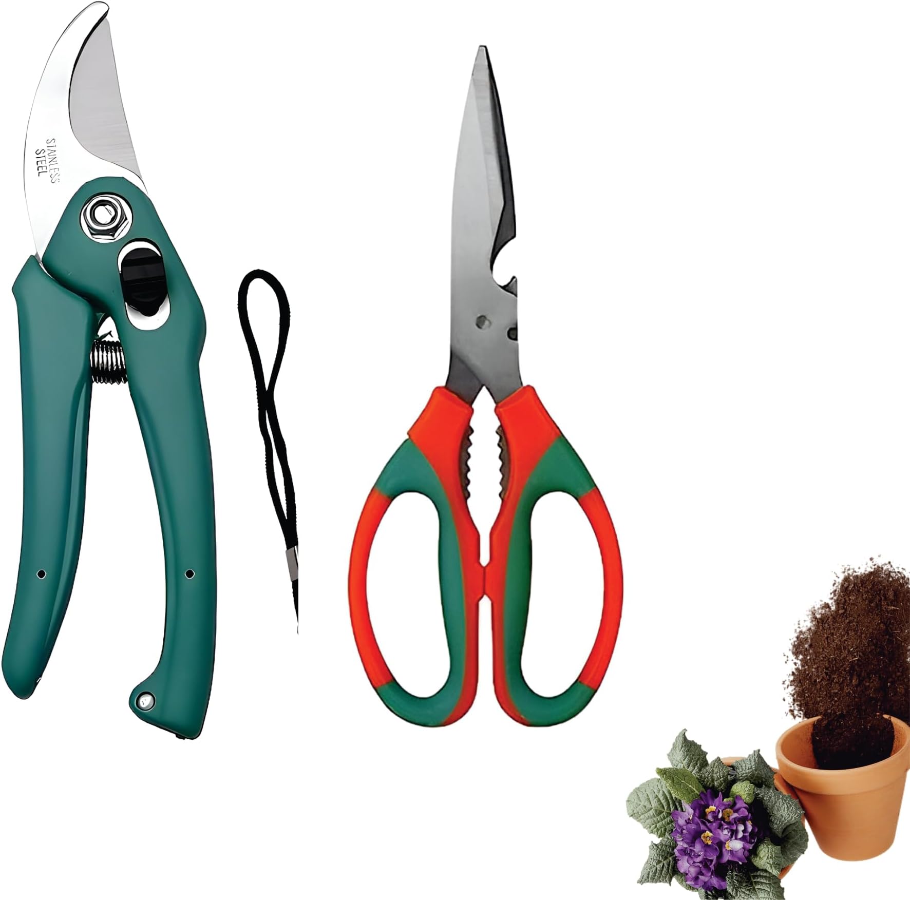 Garden Scissor, Garden Pruner Cutter Garden Cutting Tools (Set of 2) Garden Tool Kit