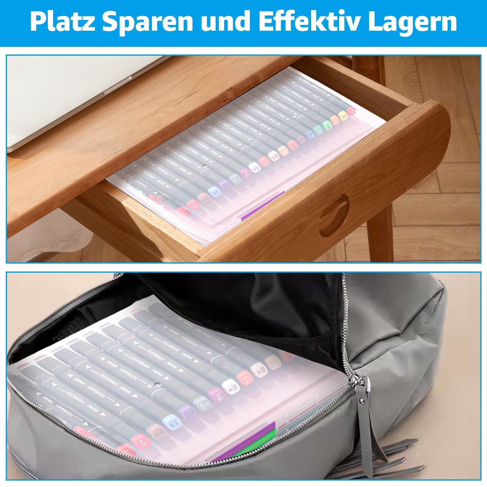 YOUNTHYE Dokumentenbox A4 6 Stück Zuverlässig Archivbox A4 Kunststoff Papier Organizer mit Druckverschluss Hochwertig Projektbox für Büro Schule 31x23x2 cm 6 Farben