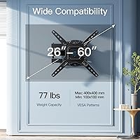 Vista 2 de PERLESMITH Full Motion TV Wall Mount for Most 26-60 inch Flat Curved OLED 4K TVs up to 77lbs, Wall Mount TV Bracket with Swivel & Extension Arm