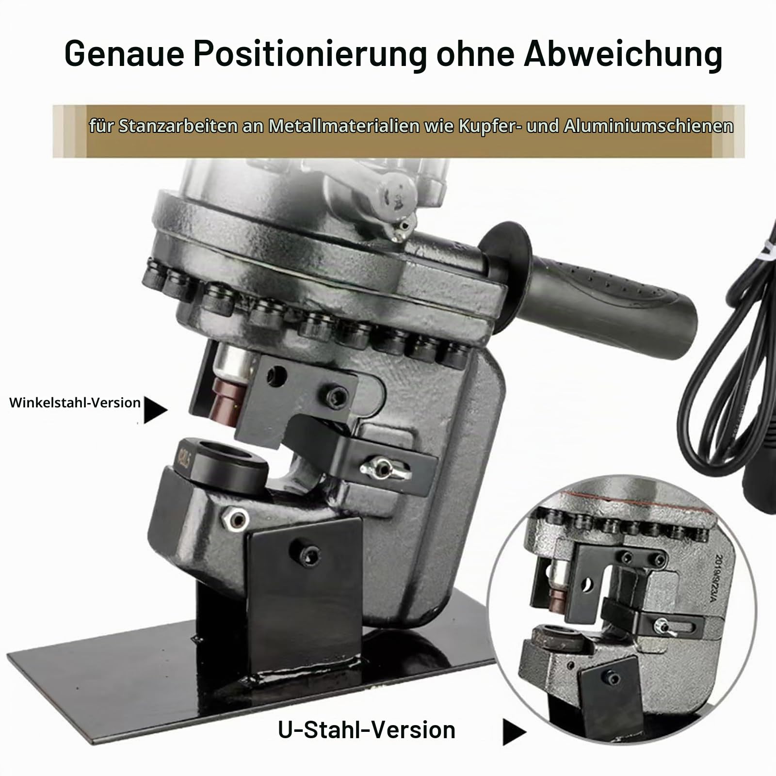1300 W Elektrischer Hydraulischer Locher, Hydraulische Stanzmaschine Mhp-20 Mit 5 Matrizen (ø 6,5–20,5 Mm), Stanzgeschwindigkeit: 2–3 Sekunden,FüR Stahl, Eisen, Aluminium, Kupfer,Channel-Steel