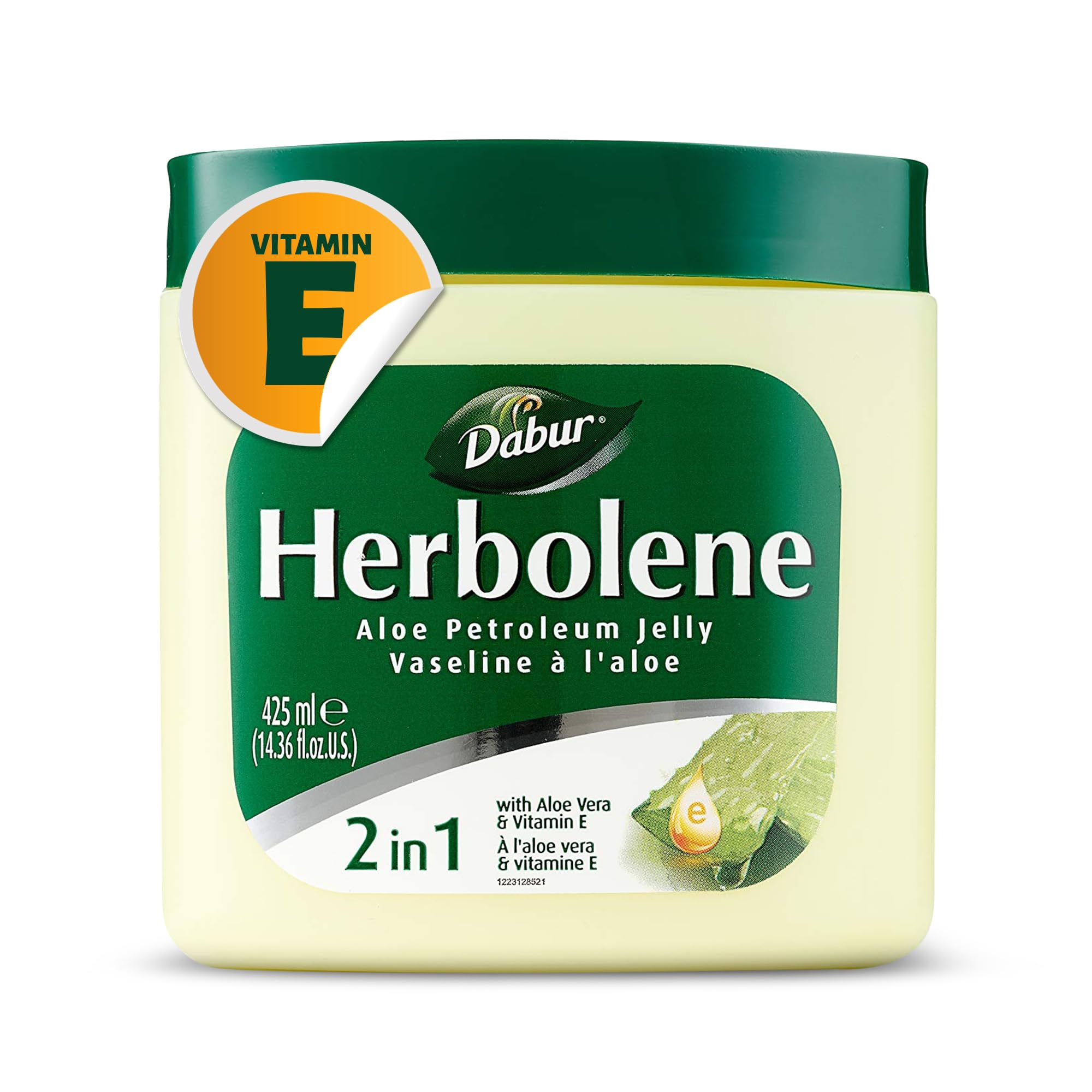 Dabur Herbolene Aloe Petroleum Jelly | Enriched with Aloe Vera and Vitamin E | For Dry and Rough Skin - 425 ml