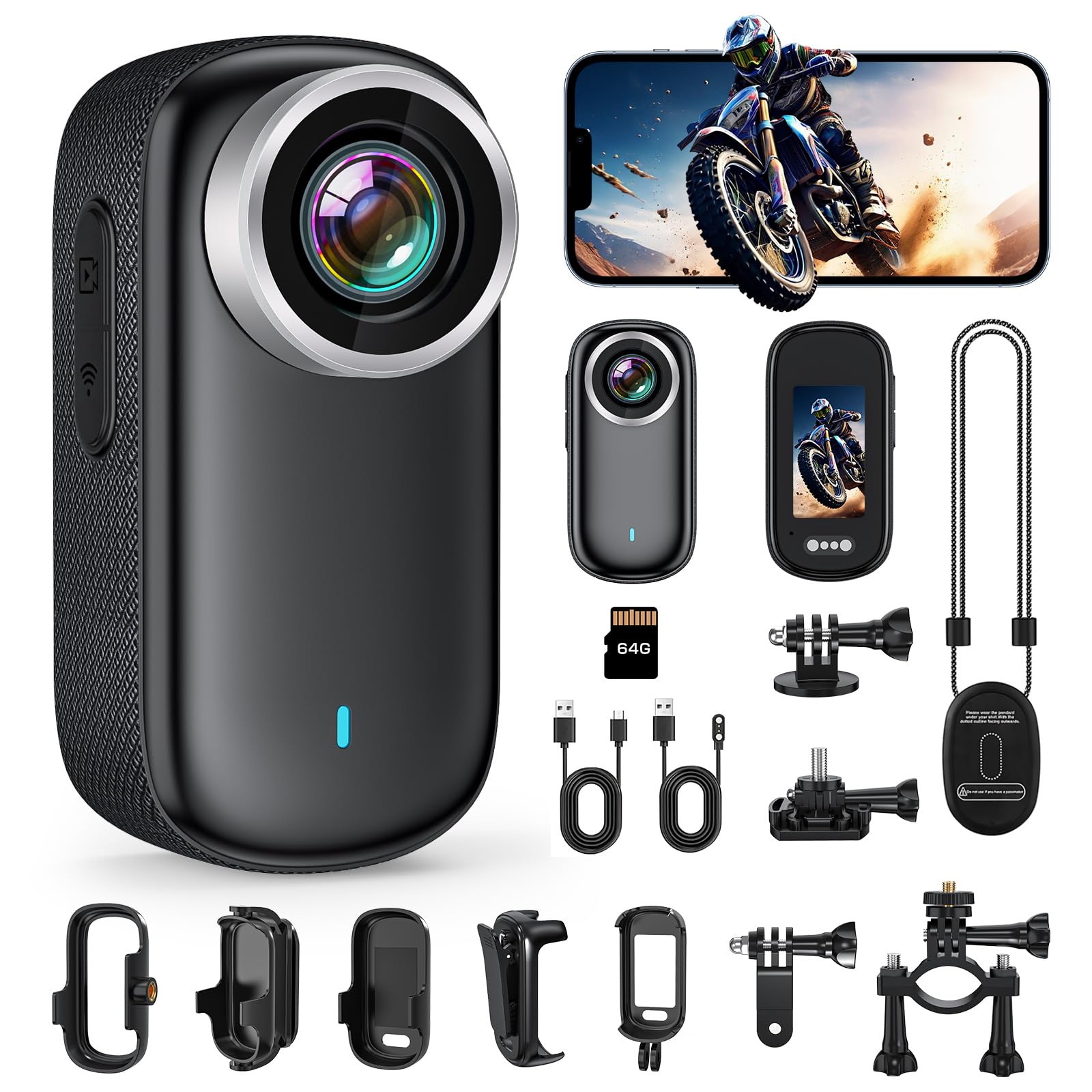 小型カメラ ボディカメラ 4K WiFi スマホ連動 アウトドアスポーツ Amazon.co.jp: 4K 小型カメラ 64Gカード付属 小型ビデオカメラ
