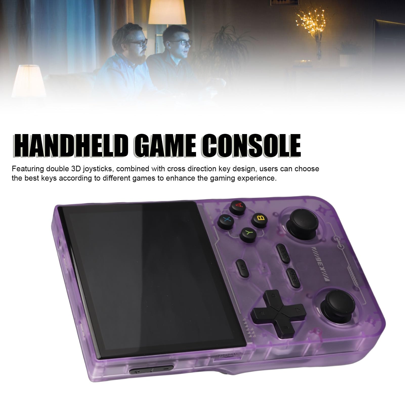 Console di gioco portatile retrò, lettore di giochi portatile con schermo HD da 3,5 pollici (640x480), doppio joystick 3D e batteria da 3500 mAh per il divertimento e (Viola)