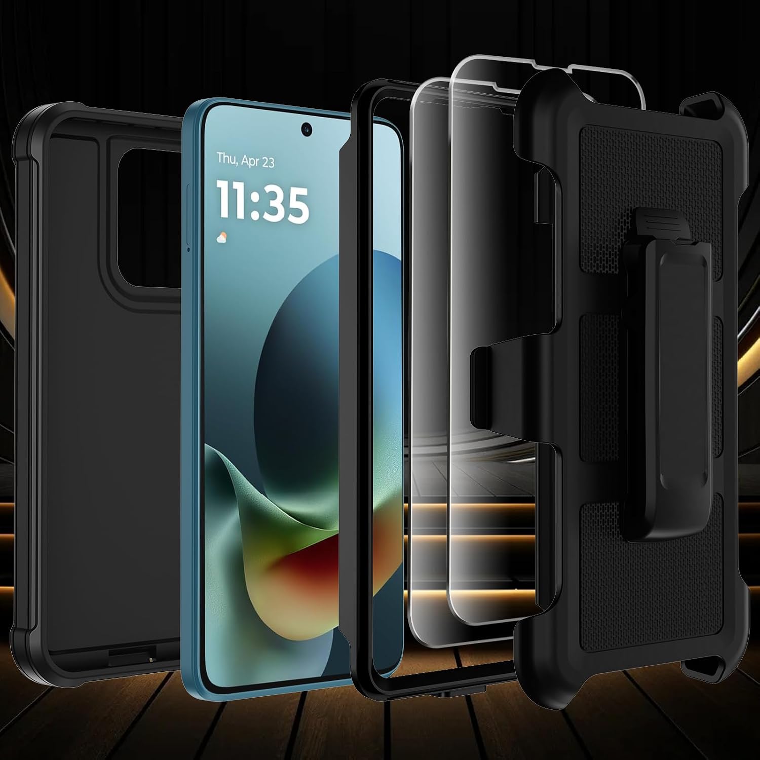 for Moto G Play 2026/2025 5G Case with Belt Clip Holster &Kickstand,Military Grade Drop Tested Shockproof Heavy Duty Rugged Cover,w/2X Screen Protectors Defender Bumper Protective Cases (Black)
