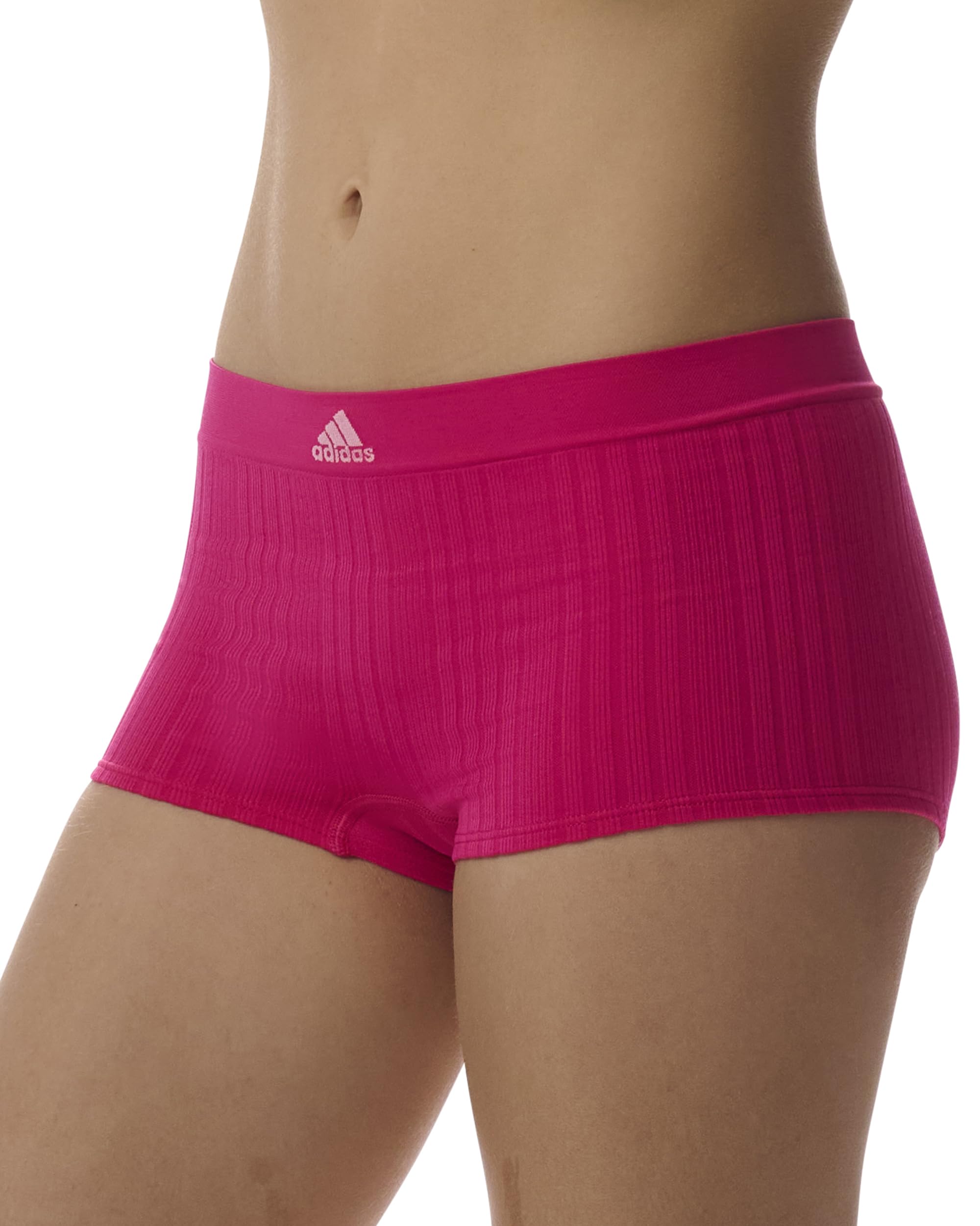 adidas Damskie krótkie majtki chłopięce (6 sztuk), Prawdziwy magenta prążkowany/czarny/brzoskwiniowy bat/świadomy różowy żebrowany/szary wrzosowy/fioletowy cień, XL