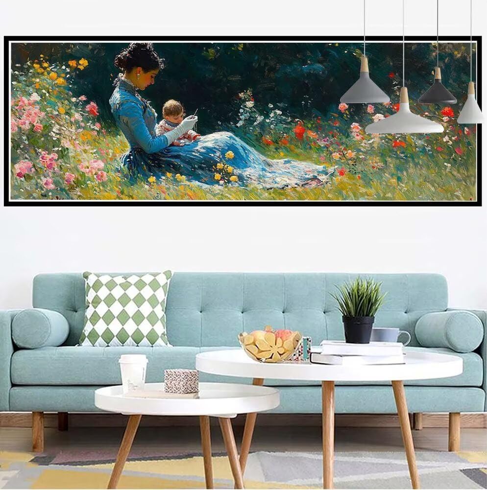 Diamond Painting Erwachsene, 5D Diamond Painting Wiese Diamond Painting Zubehör, DIY Set Erwachsene Frau Diamant Kunst Kits, Mosaikherstellung, Kreativ Set Erwachsene Geschenke, Deko 150x50cm WQ-554