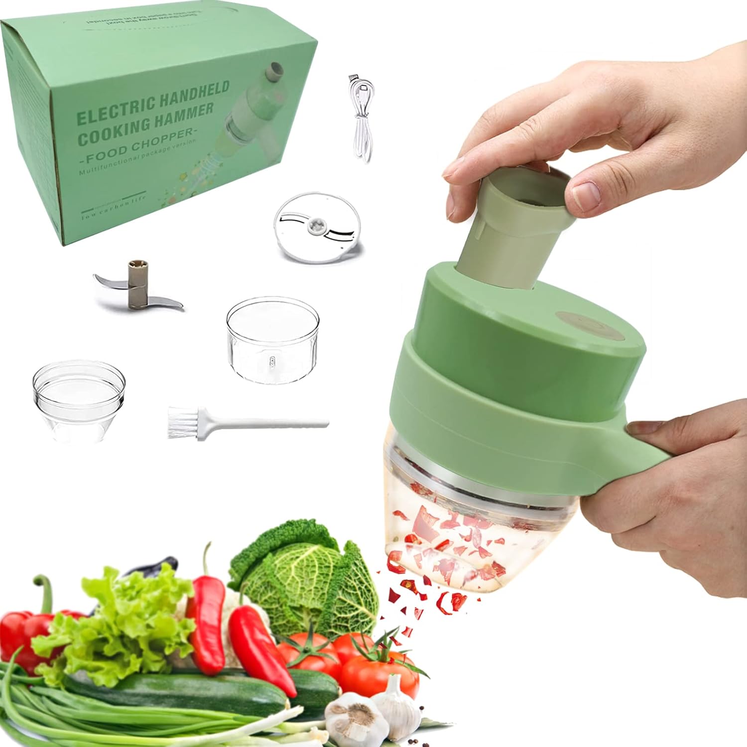 4 in 1 Handheld Electric Vegetable Cutter Set, Wireless Food Processor