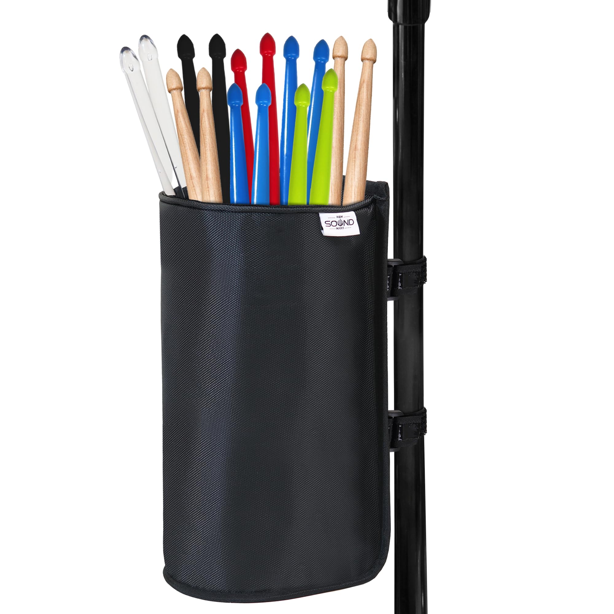 Sound Mart Drum Sticks Holder for Drum Set - 3.5 x 9.5 Inches - Holds 7 Pairs - Strong Stitching, Non-Slip, Easy Install - Drumstick Holder for Electric Drum Set