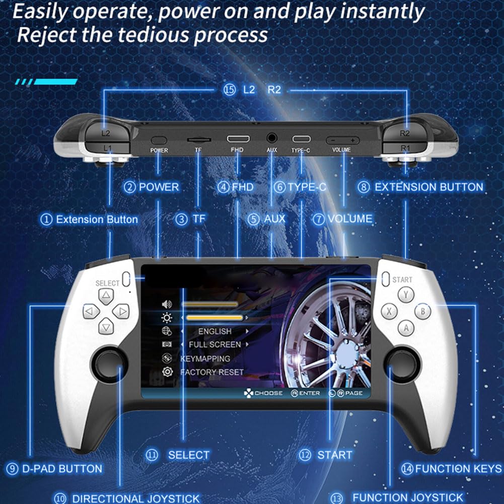Retro-Handheld-Spielkonsole, Tragbare IPS Gaming Konsole mit über 20.000 Spielen, Unterstützung für 64GB-TF-Karten, 3000-mAh-Akku, Spielkonsole für nostalgische Gamer, Familie & Freunde