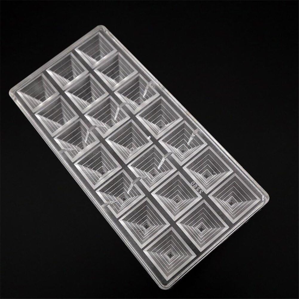 VAK Kitchen Baking 3D Pyramid Shape Polycarbonate Chocolate Molds, Bakeware Pyramid Pan Baking Mould Tray Cake Pastry Dessert Candy Making Mould - 14.5 x 28 x 2.5cm