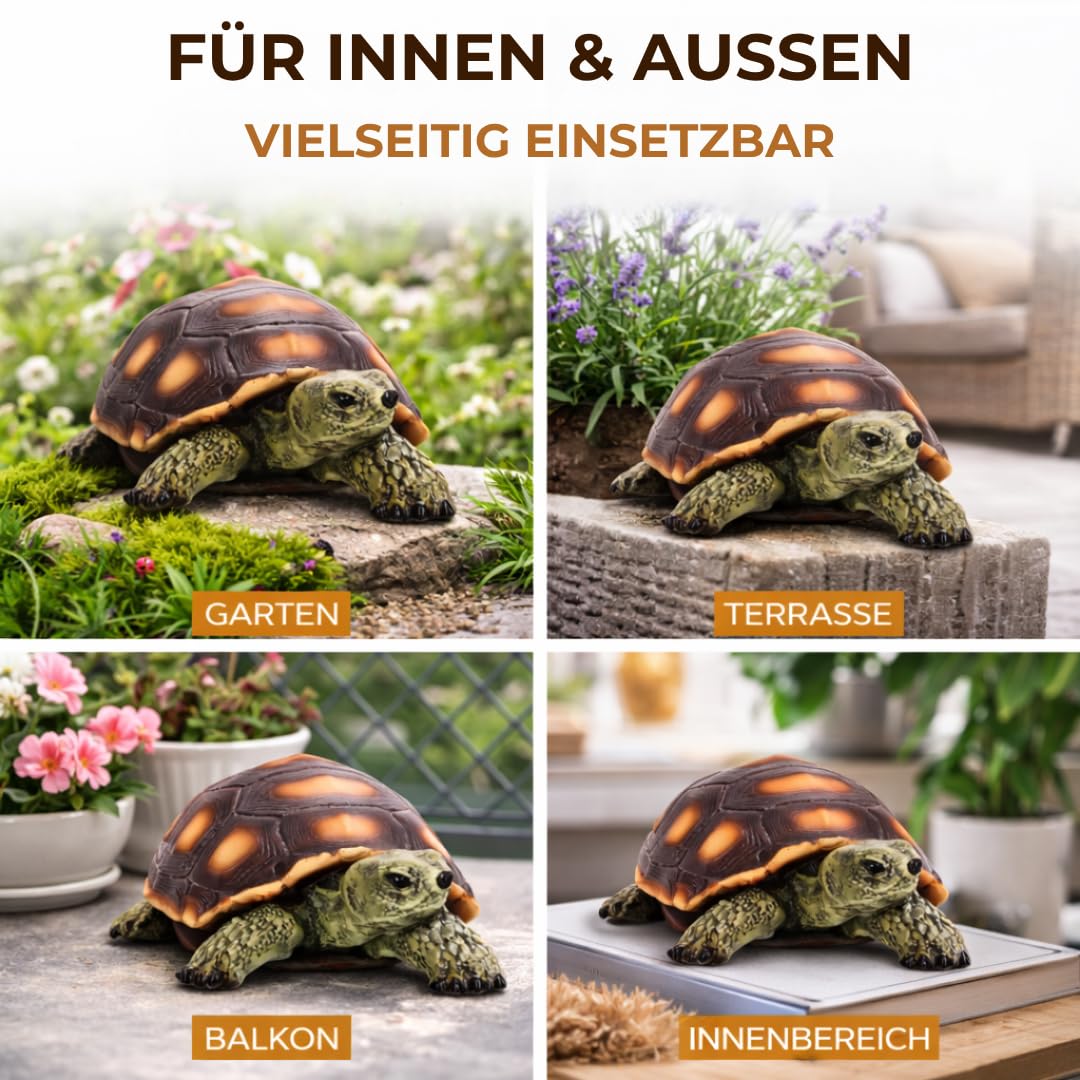 Petite figurine de jardin tortue – Décoration de jardin en polyrésine pour jardin, terrasse et balcon – Résistante au gel et aux UV – Figurine animale pour l'intérieur et l'extérieur