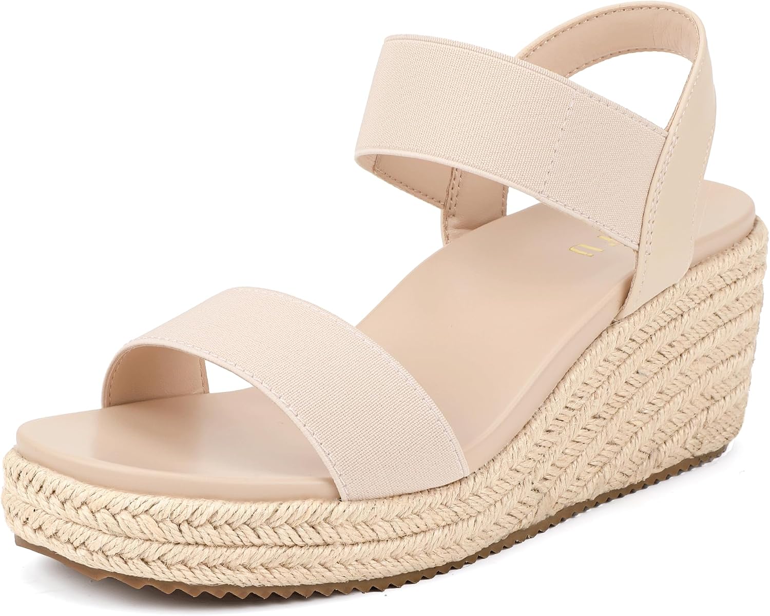 IDIFU IN3 Women's Espadrilles Elastic Dressy Wedges Slip on Ankle Strap Open Toe Slingback Platform Sandals Comfortable Casual Cute Summer Vacation Wedding Wedges Sandals