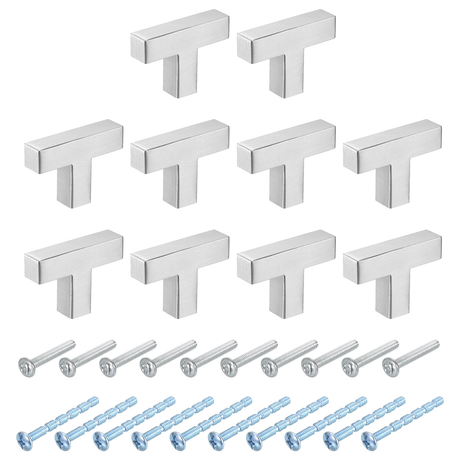 Poignées d'armoire lot de 10 boutons de tiroir en T couleur argent de 50 mm