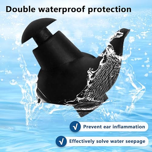 Miniatura 4 de Tapones de natación impermeables para adultos, 5 pares de tapones de natación de silicona reutilizables para mujeres y hombres, tapones para los