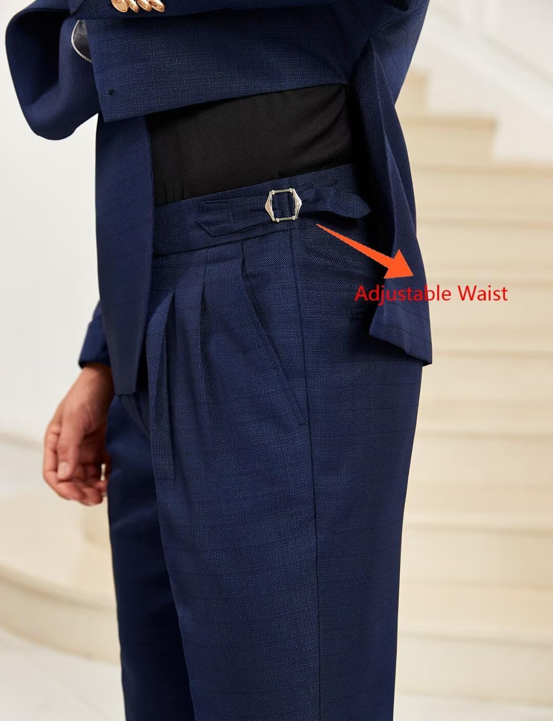 Navy Blue Mens Suit Slim Fit Tuxedo for Mens Wedding Formal Business Party Prom for Men Suits 2 Bottons Blazer Jacket and Pant with Shawl Lapel Pockets S