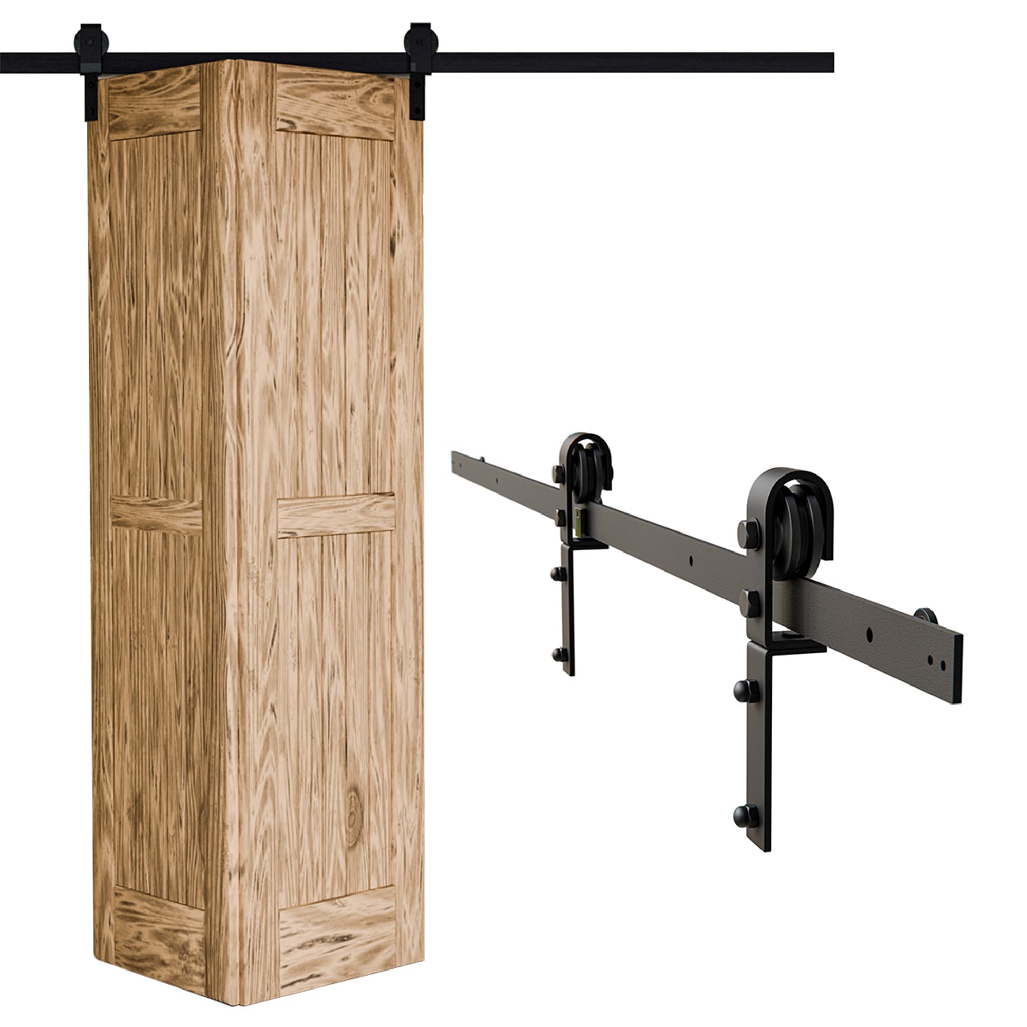 Amig - Kit puerta corredera plegable - Guía 110 cm acero negro - Resistencia hasta 40 kg - Estable y compacto - Deslizamiento silencioso y estable - Mod. SD006
