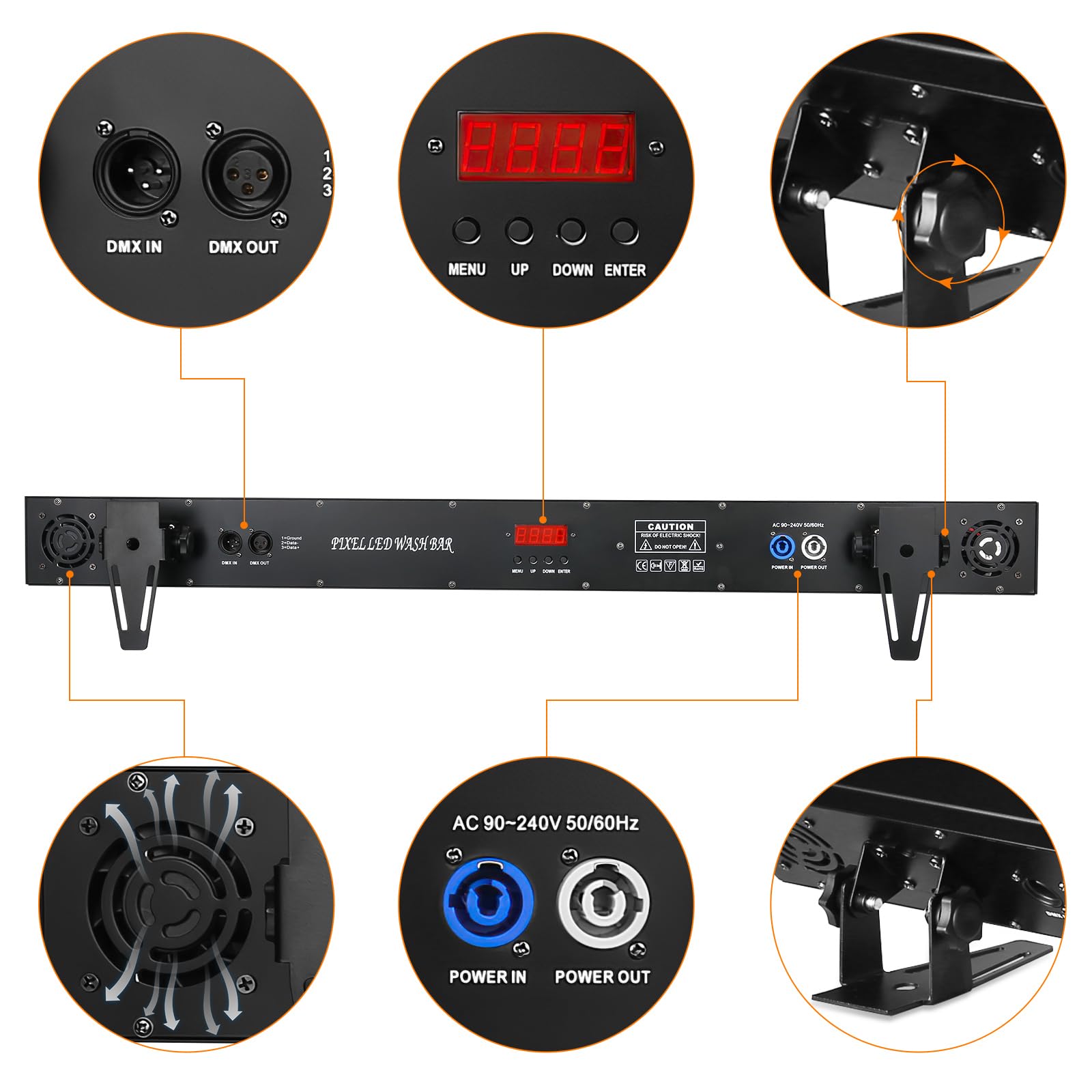 Barra Luminosa Wallwasher, 18pcs 6 in1 LED 180W Fase Faretto Luci di Lavaggio Striscia di Lavaggio a Parete Controllo dmx512 per Discoteca Festa Chiesa Compleanno Matrimonio(1 pezzo)
