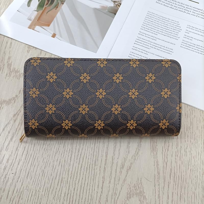 Womens Wallet, Slim Thin Blocking Credit Card Wallets, Long Bifold PU Leather Card Holder Organizer, Cash Clutch Billfold with Zipper Coin Pocket Ladies Girls Gift（1670）