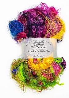 Recycled Silk Fiber Mix 50g - Assorted Colors - Wet Felting - Nuno Felting - Spinning - Paper Making - Crafts - Textile Projects
