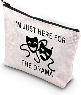 Theatre Makeup Bag Theatre Lover Gifts Drama Gifts I'm Just Here for The Drama Comedy Tragedy Masks Travel Pouch for Actor Actress Gift (Here for Drama CA)