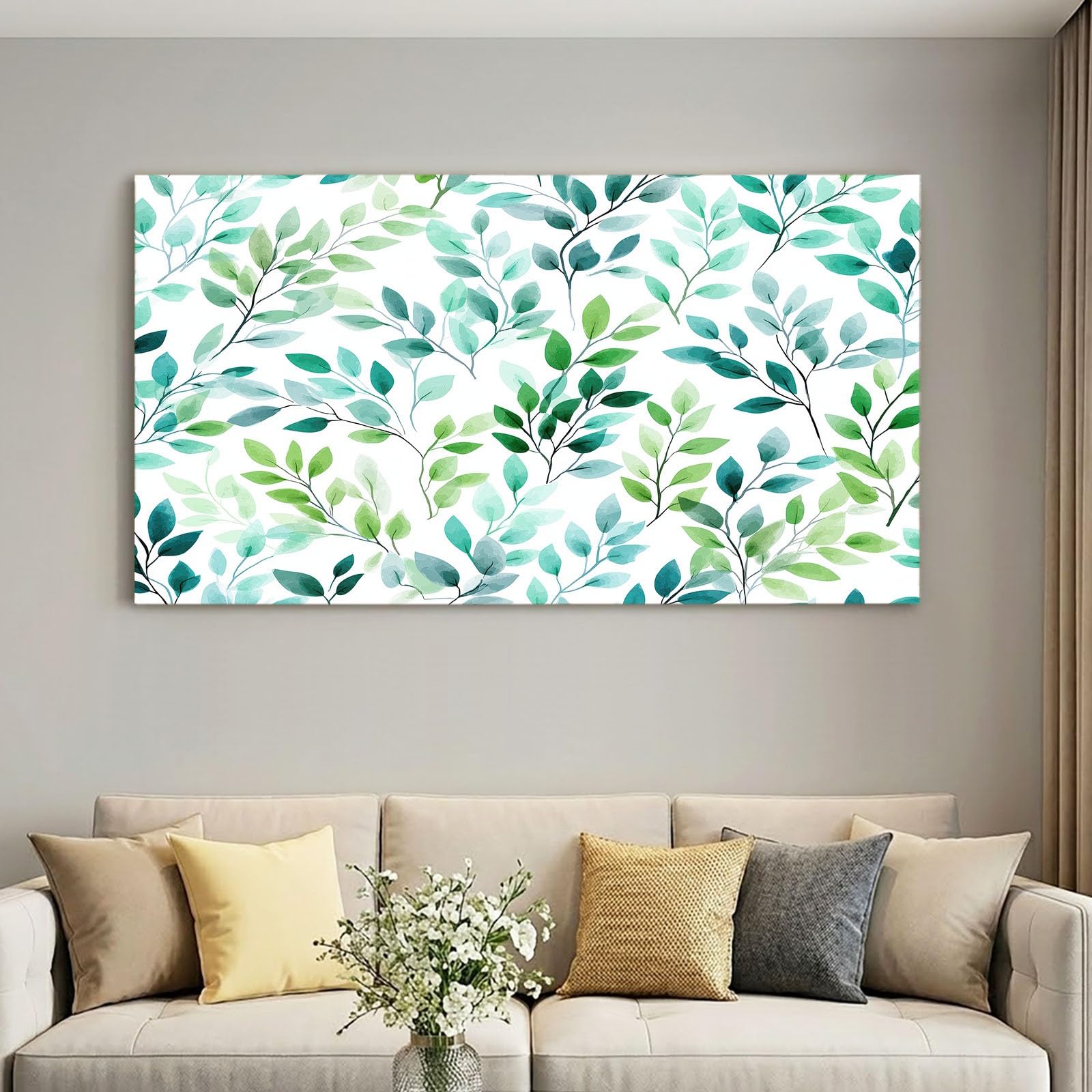 Générique Obraz dekoracyjny na płótnie 140 x 70 cm obraz na płótnie, dekoracja ścienna zielona roślina liście, do salonu, sypialni, kuchni