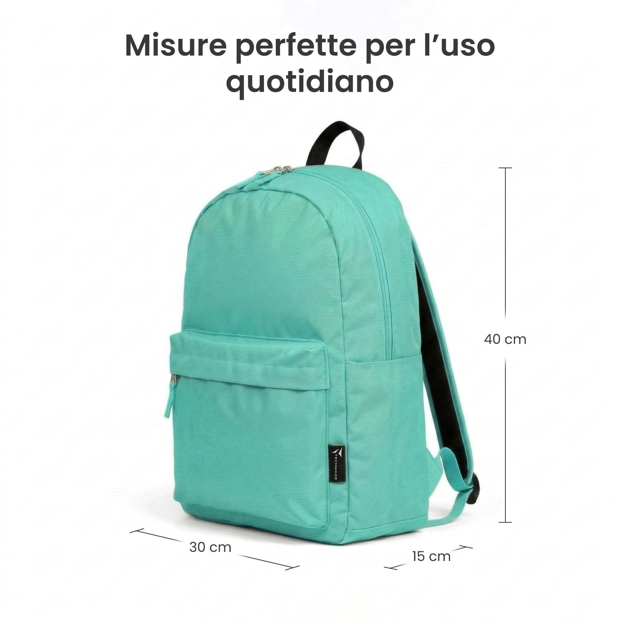 TECHMADE Zaino Scuola/Casual Unisex Multifunzionale 30x15x40 cm – IDEALE PER: Lavoro, Scuola, Ufficio, Tasche, Tempo Libero, Tasche Multiple e Cerniere Resistente - Poliestere 600D PVC (Marine)