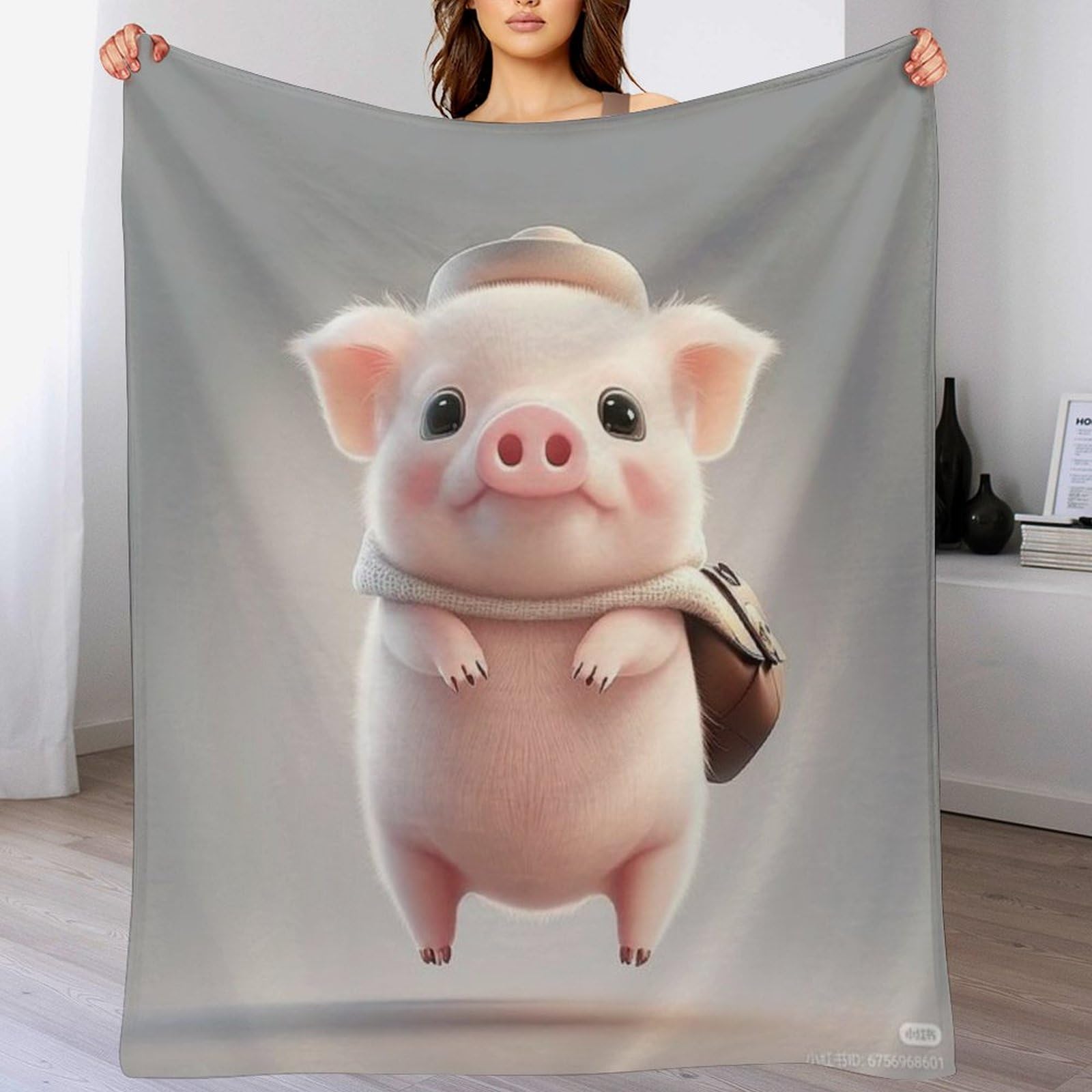 Plaid cochon mignon 180x200cm en couverture polaire chaude pour lit