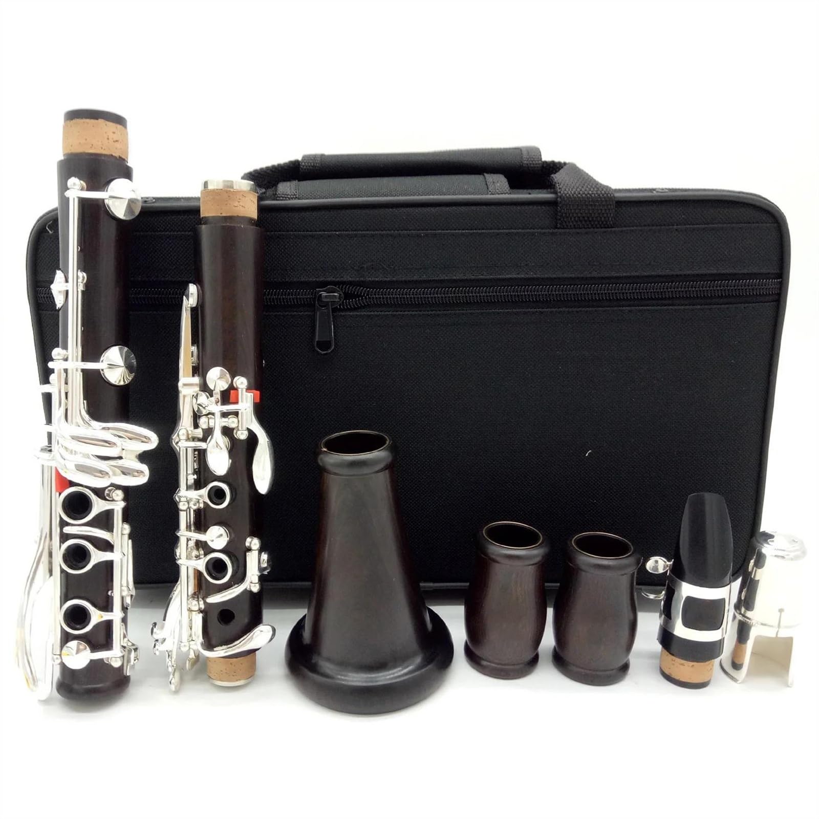 Clarinete Profesional Clarinete En Tono Sib Con Cuerpo De Ébano Llave Chapada En Plata 17 Teclas Con Estuche De Almacenamiento Y Accesorios