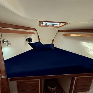 100% Egyptian Cotton Universal V Berth 3 Piece The Best Boat V Berth Bedding Fits mattresses up to 8” Depth Sheet Set - 800 Thread Count Boat Sheet Set - Navy Blue