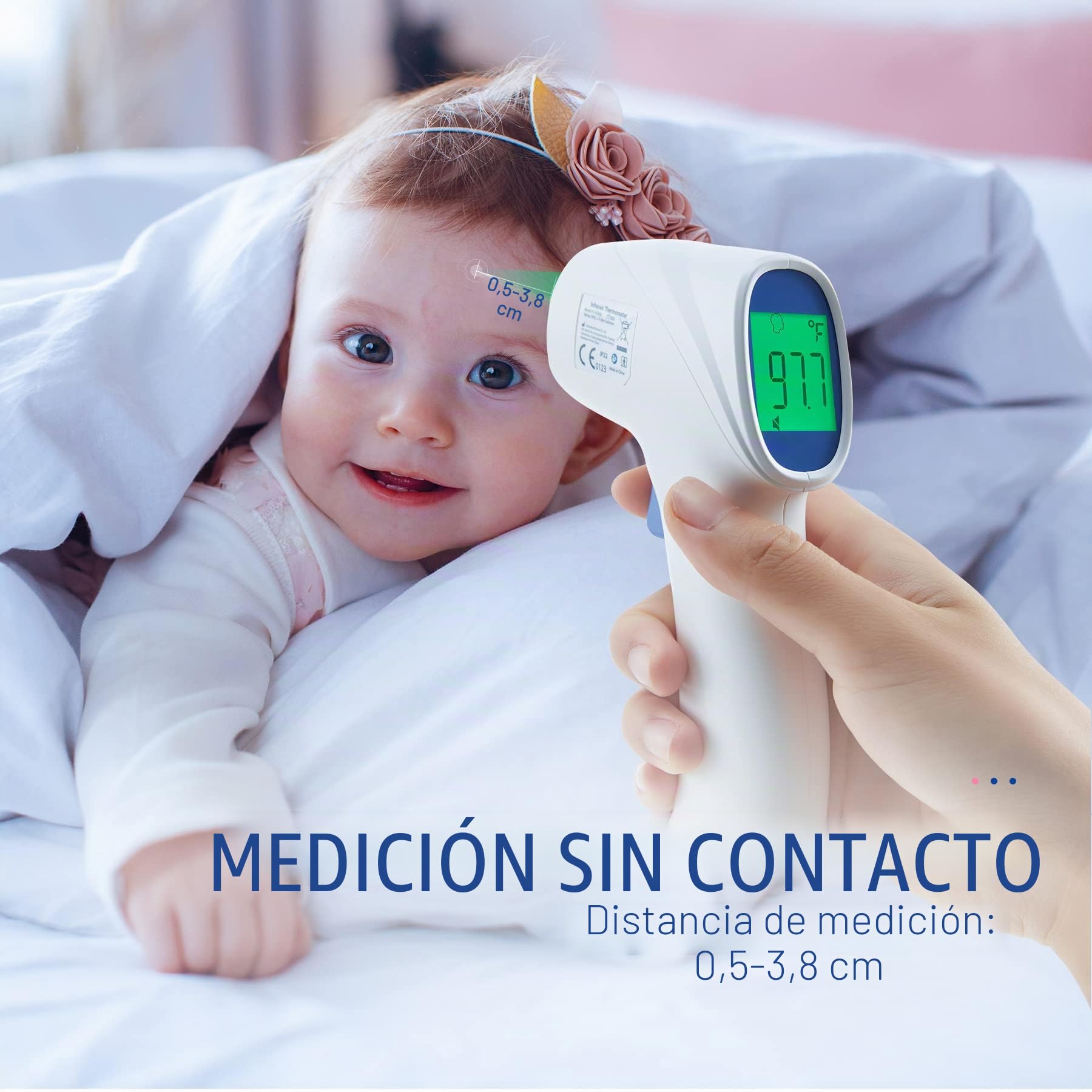Termómetro de frente para adultos y niños, termómetro digital para bebés con alarma de fiebre, resultados rápidos y precisos, esenciales para el hogar y enfermeras