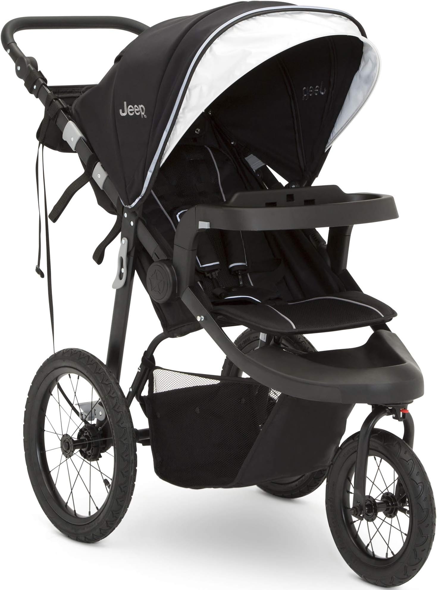 Jeep Hydro Sport Plus Jogger by Delta Children, Includes Car Seat Adapter, Black, Neoprene, Leather