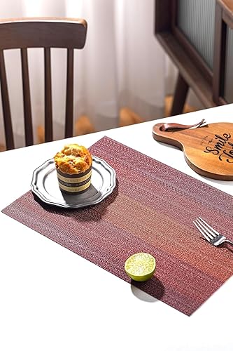 Miniatura 129 de LEXMORE Juego de 6 manteles individuales tejidos de vinilo/plástico para mesa de cocina, interior/exterior, lavables, manteles individuales lavables