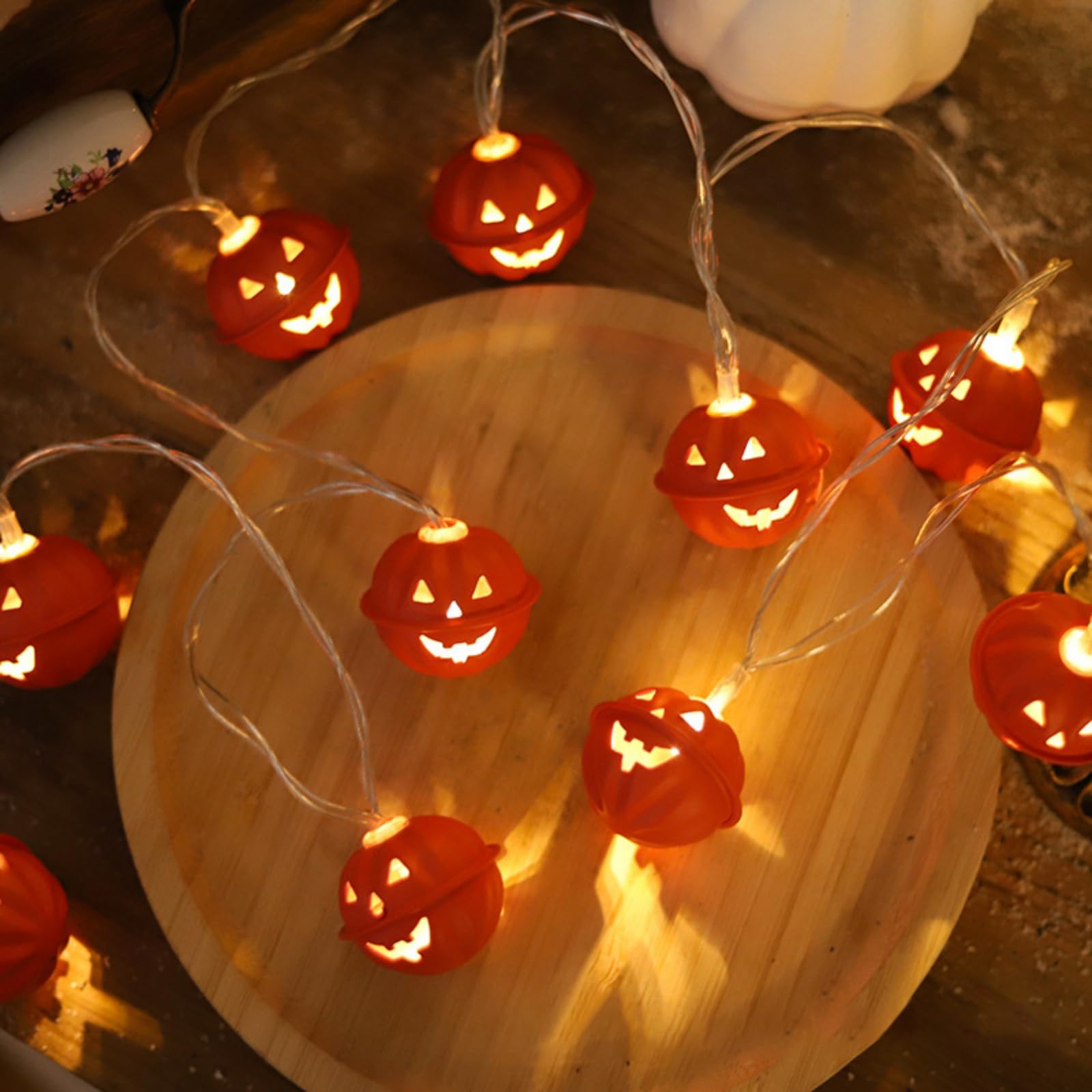 Blaward 1.5/3 Meters Halloween Pumpkin Ghost Crow Bat String Lights, Decorative LED Lights for Indoor and Outdoor Decorations, Battery Powered Fairy Lights for Halloween Party Home Garden Decor