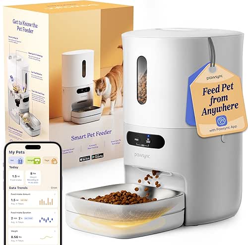 Automatic Cat Feeder, WiFi Smart Scale Tracks Pet's Food Intake,