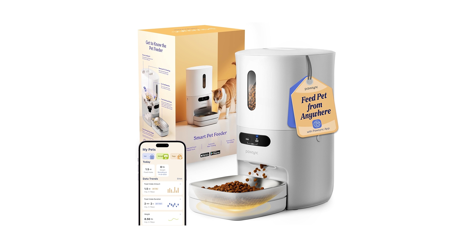 Autoatic Cat Feeder, Sart Pet Food Dispenser With APP Control, WiFi Enabled Autoatic Feeder