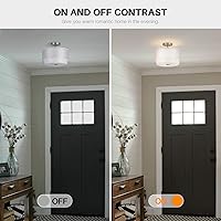 Vista 4 de Semi Flush Mount Ceiling Light Fixture,Bedroom Ceiling Lights,12.6'' Light Fixtures Ceiling Mount,Drum Light Fixture,3-Light Modern Close to Ceiling