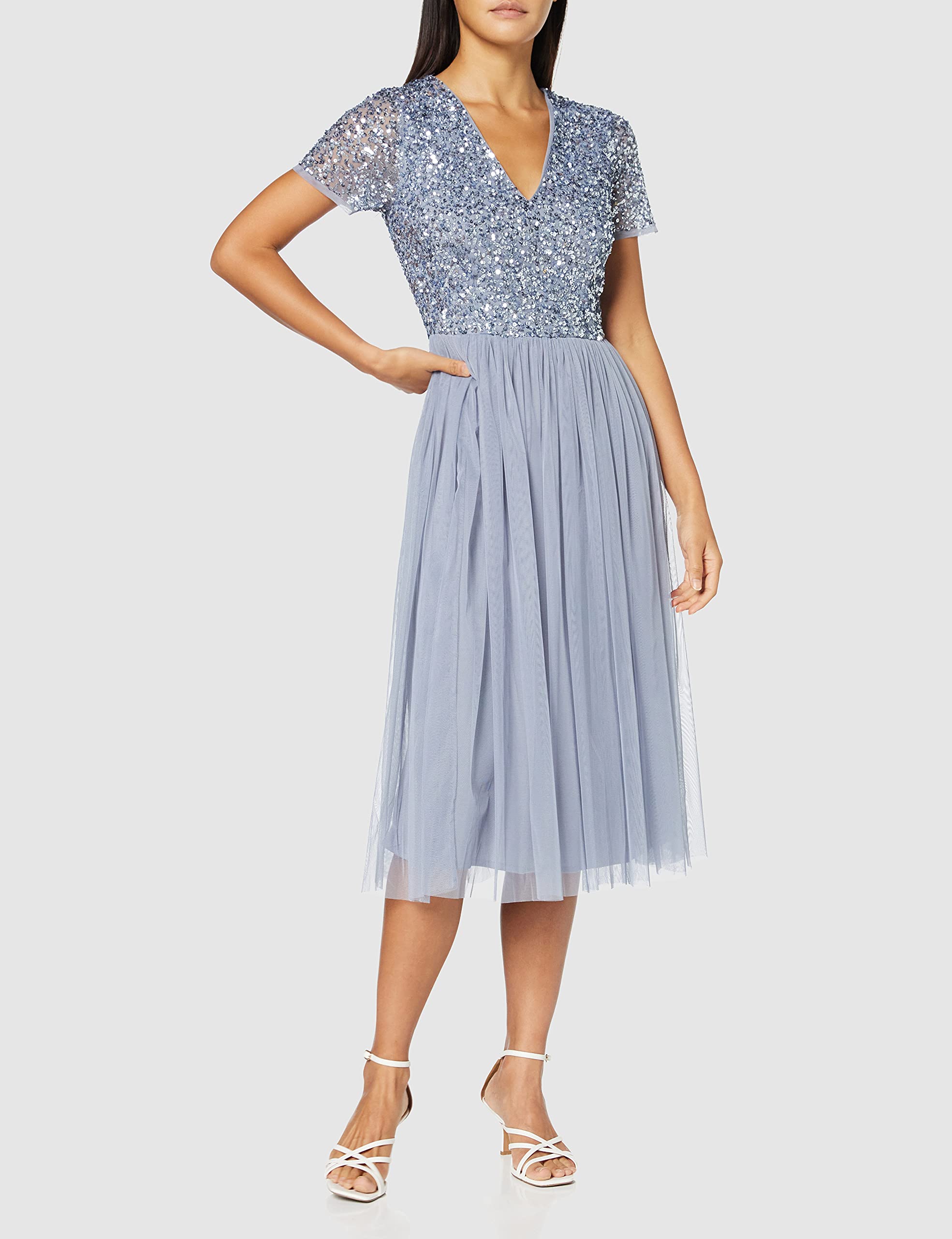 Damen Maya Deluxe V-neck Embellished Midi Bridesmaid Dress – Bild 2